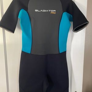 Kids Swim Wetsuit - Black and Blue
